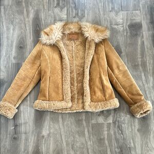 Tan Faux Fur Trim Jacket